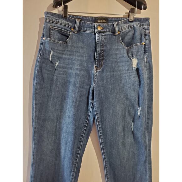 Talbots Flawless Five Pocket Slim Straight High Waist Crop Denim Jeans Womens 12 - Picture 3 of 10